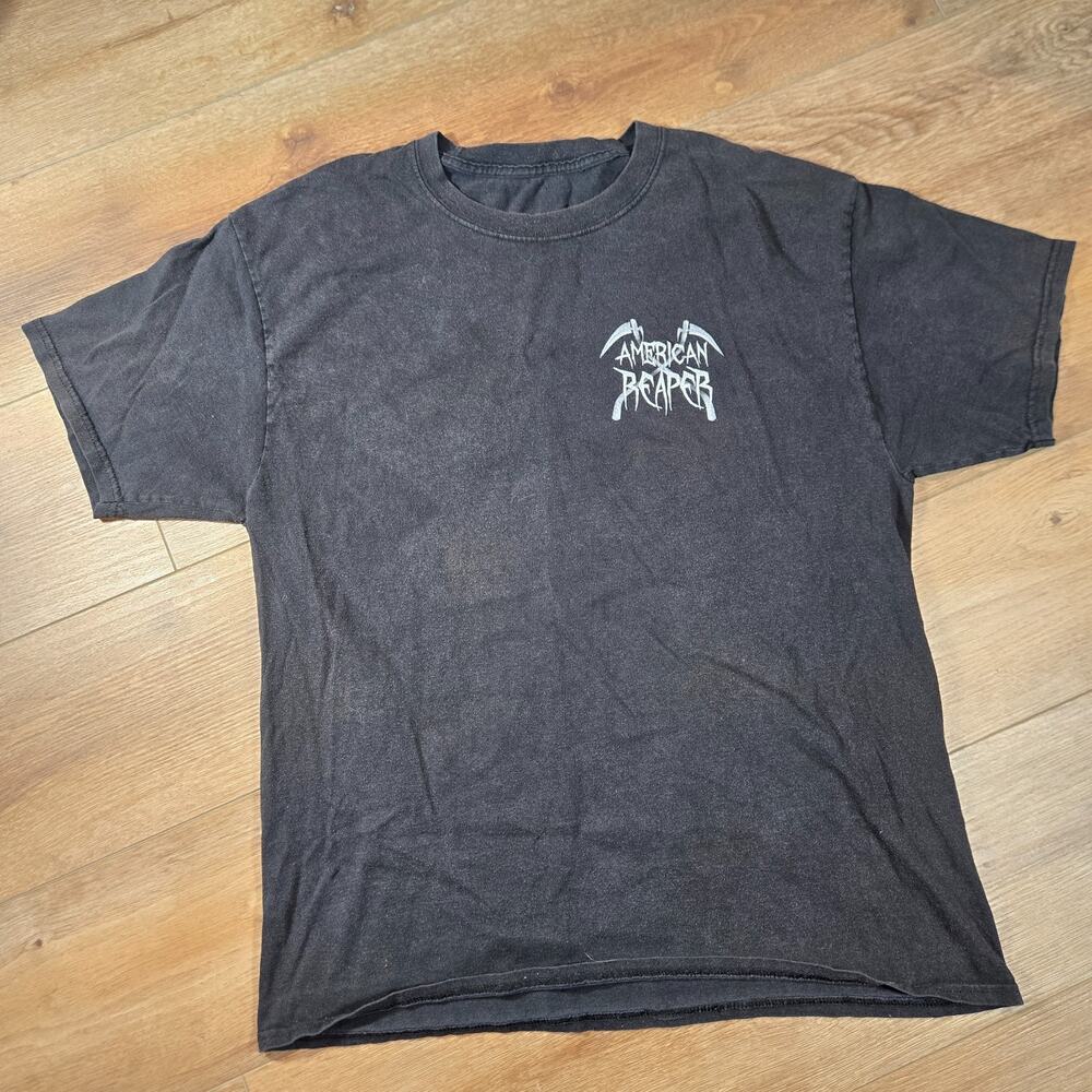 America Reaper Graphic Print T Shirt Mens L Skull Patriotic Streetwear - Picture 2 of 7